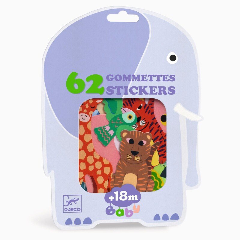 62 Toddler Stickers, Safari Animals 18m +