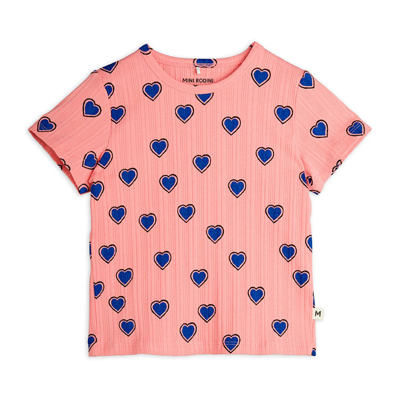 Outlined Hearts T Shirt Pink, 100% GOTS Organic Cotton