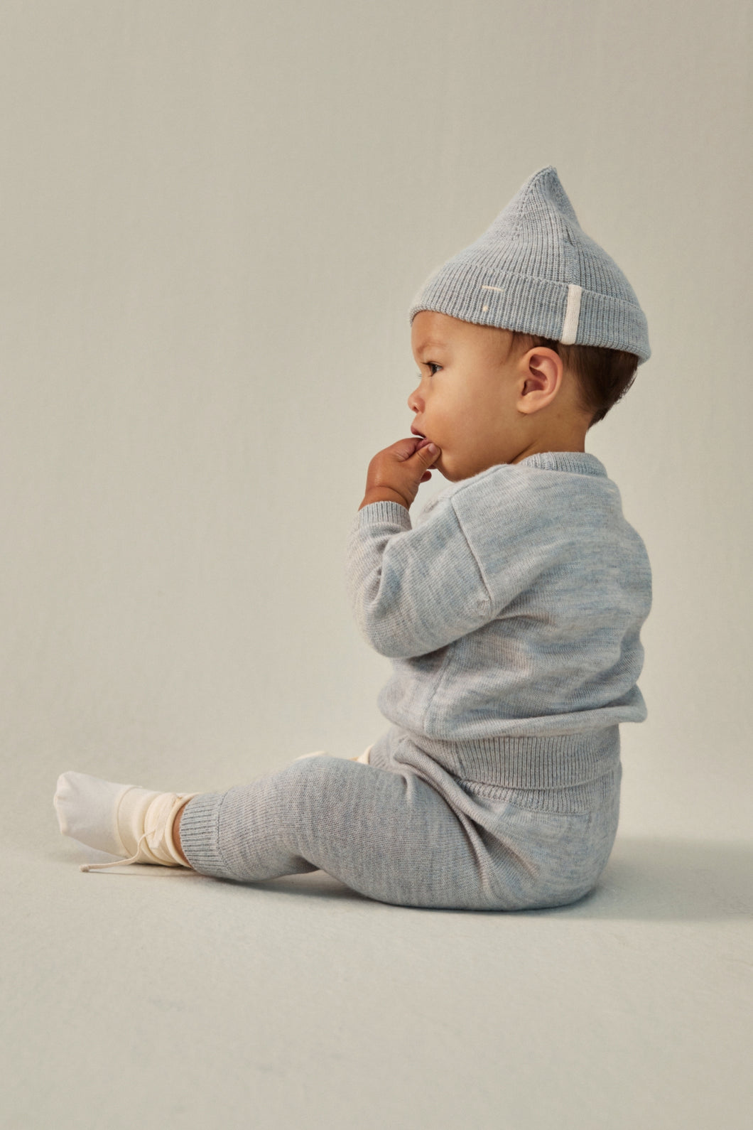 Merino Knit Baby Leggings ''Grey Melange''