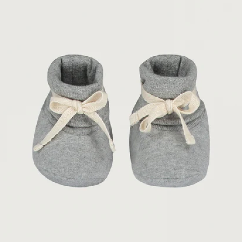 Baby Ribbed Booties ''Grey Melange'' GOTS Organic Cotton