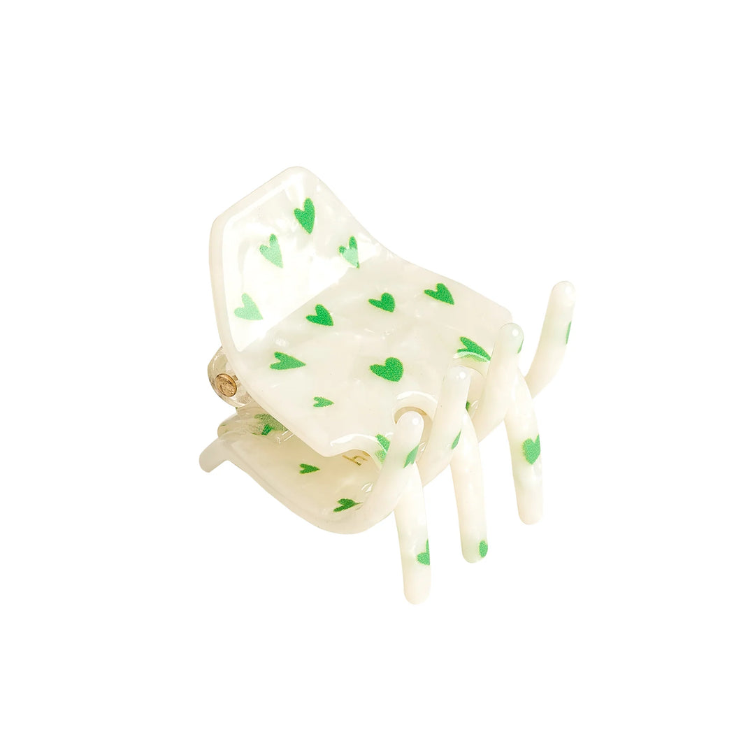 Hair Clip, Small ''Green Hearts''