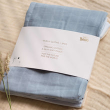 Load image into Gallery viewer, Muslin Cloth, Set of 3 &#39;&#39;Cashmere Blue&#39;&#39;
