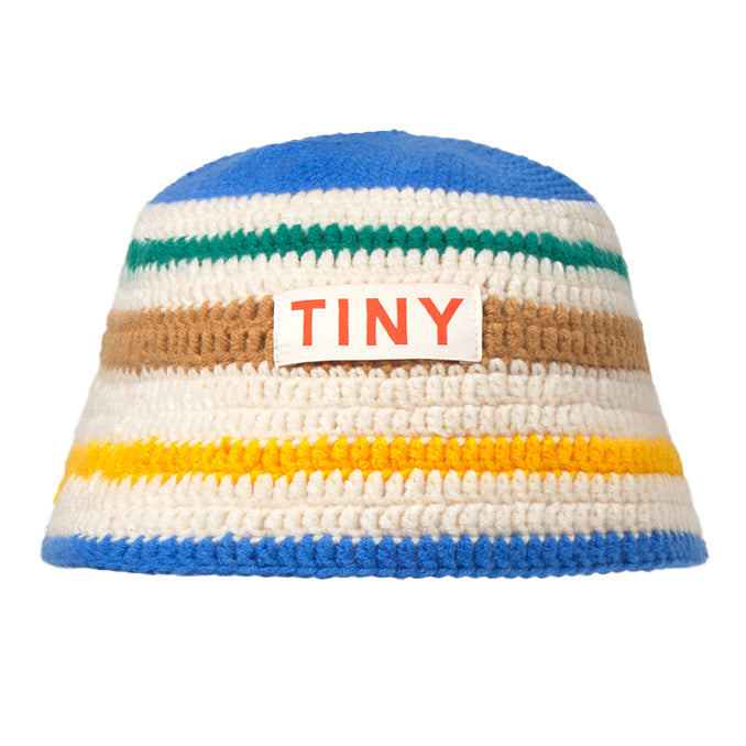 Multicolour Stripes Bucket Hat, Light Cream