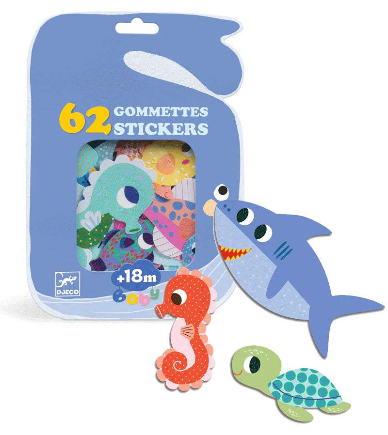 62 Toddler Stickers, Sea Animals 18m +