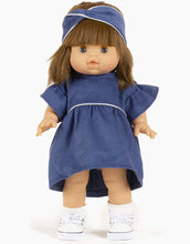 Load image into Gallery viewer, Doll Dress &amp; Headband Set &#39;&#39;Dark Blue with Piping&#39;&#39;
