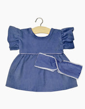 Load image into Gallery viewer, Doll Dress &amp; Headband Set &#39;&#39;Dark Blue with Piping&#39;&#39;
