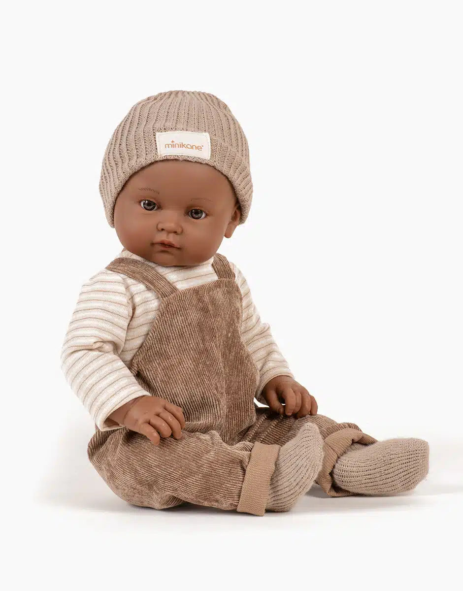 Minikane Bambini Doll ''Augustine'' 47cm Chestnut Overalls